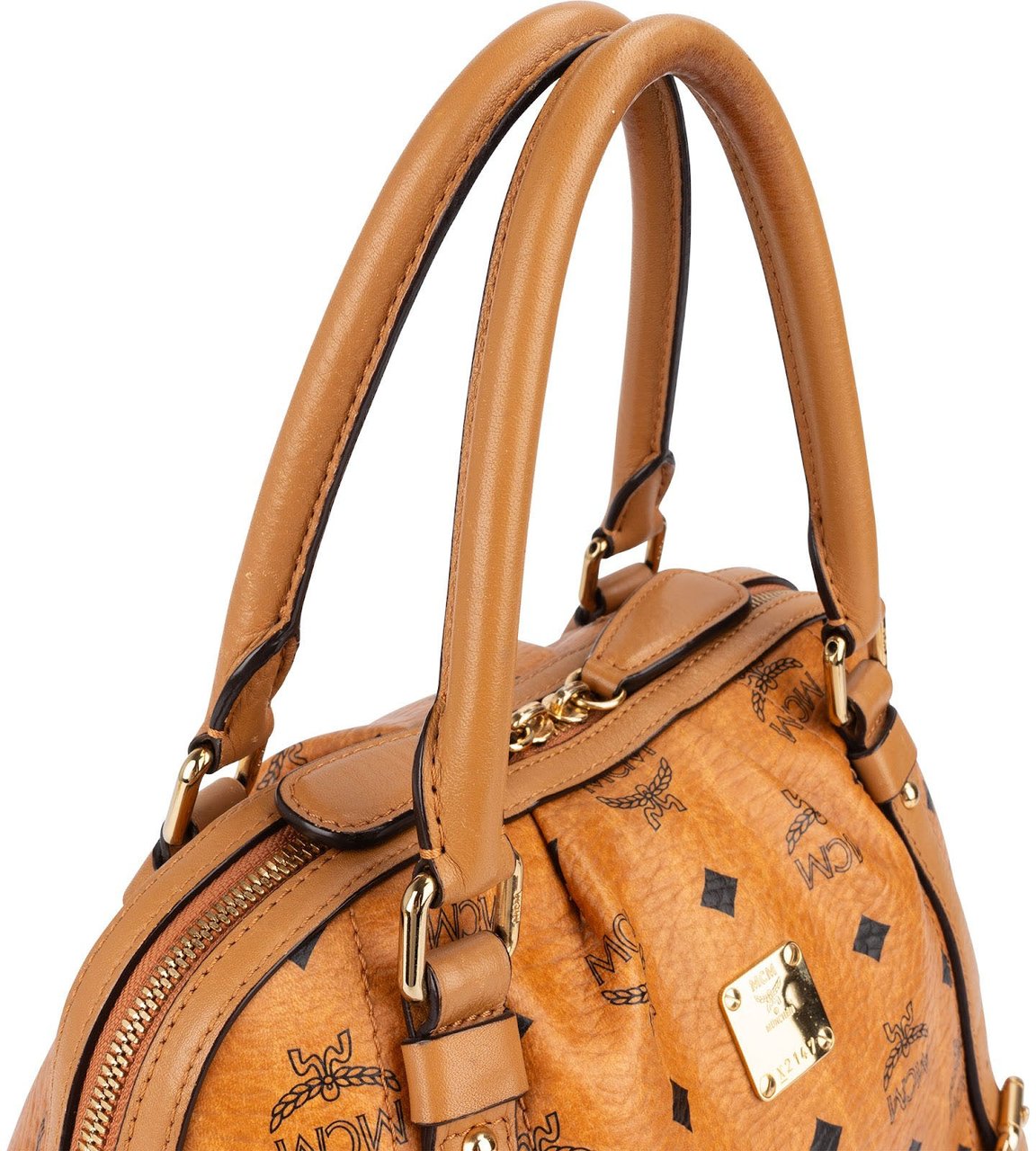 MCM MCM Monogram Visetos Ella Boston Handbag Bruin
