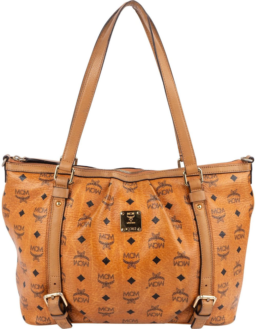 MCM MCM Monogram Visetos Satchel Handbag Bruin