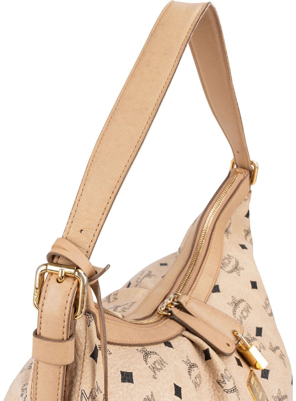 MCM MCM Monogram Visetos Hobo Shoulder Bag Beige