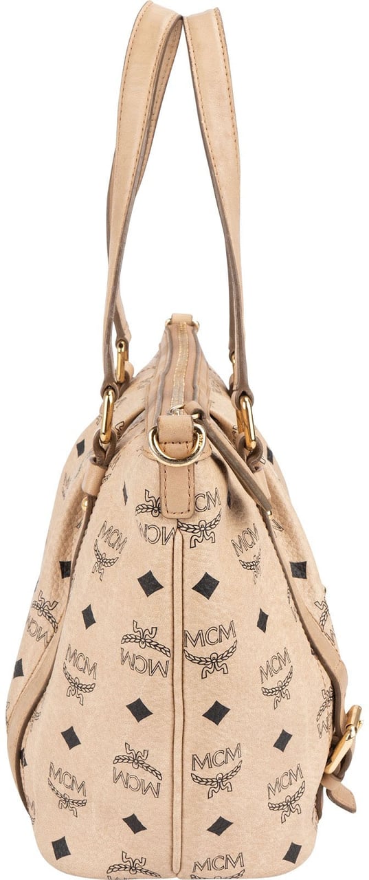 MCM MCM Monogram Visetos Satchel Handbag Beige