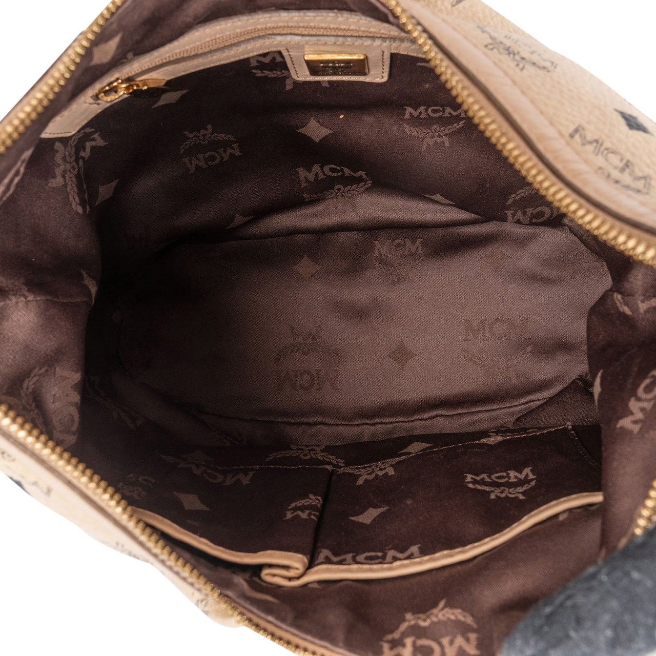 MCM MCM Monogram Visetos Hobo Crossbody Bag Beige