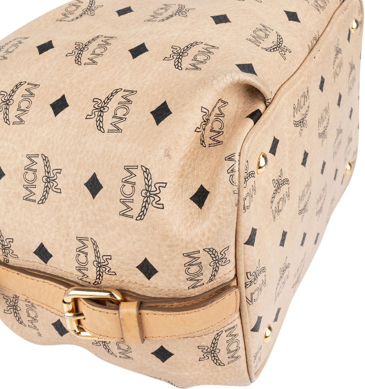 MCM MCM Monogram Visetos Drawstring Bucket Crossbody Bag Beige
