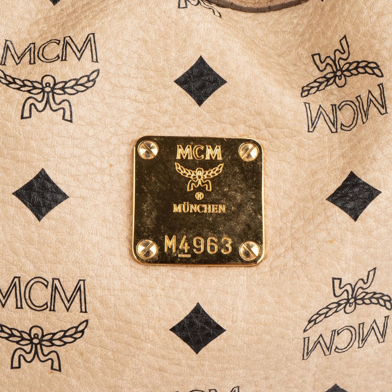 MCM MCM Monogram Visetos Drawstring Bucket Crossbody Bag Beige