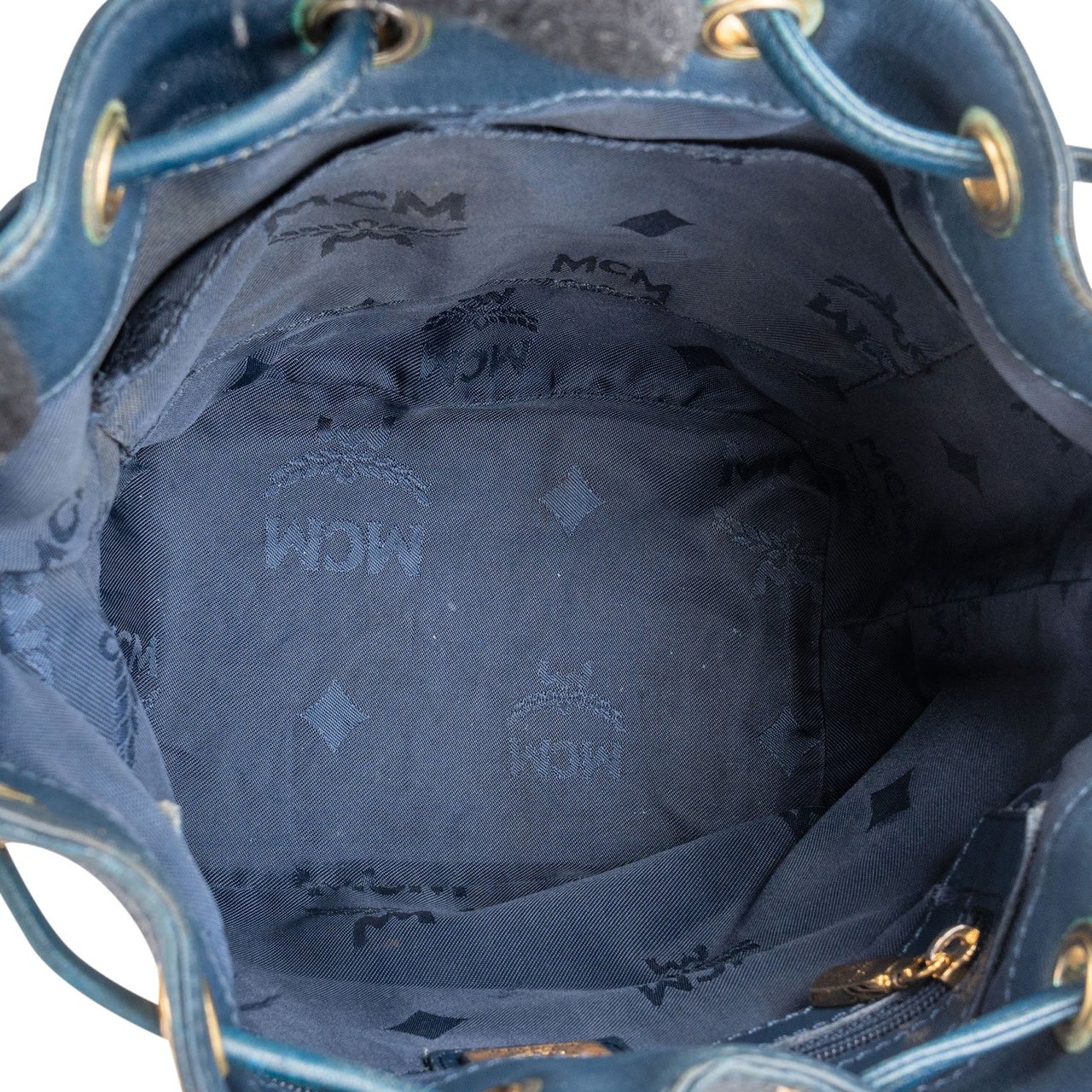 MCM MCM Monogram Visetos Drawstring Bucket Handbag Wit