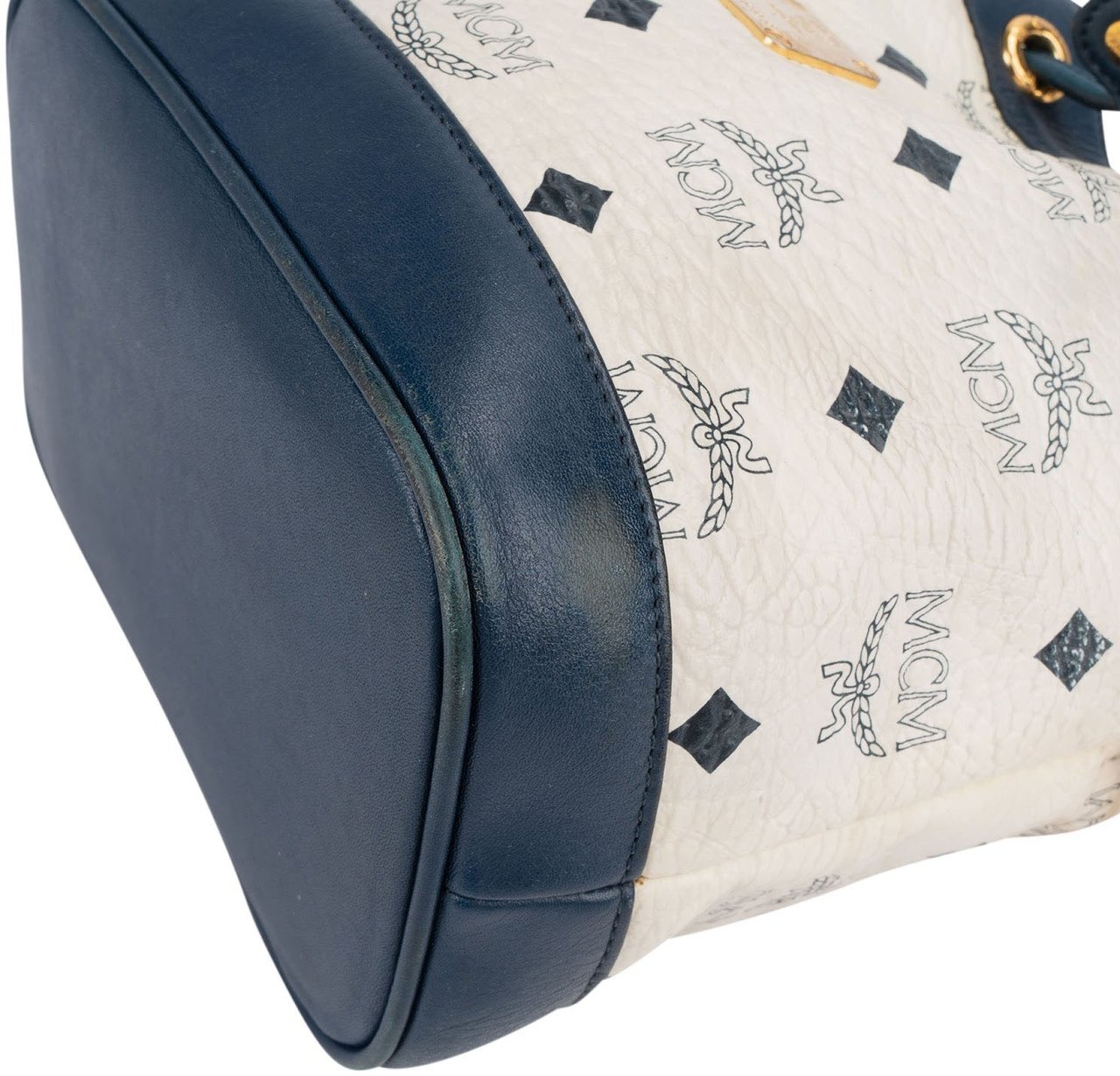 MCM MCM Monogram Visetos Drawstring Bucket Handbag Wit