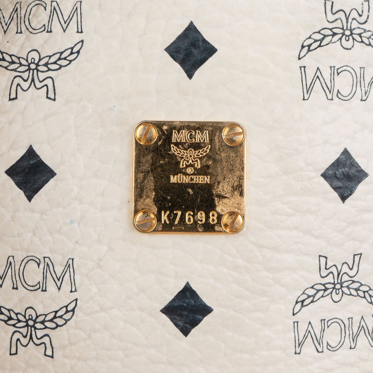 MCM MCM Monogram Visetos Drawstring Bucket Handbag Wit