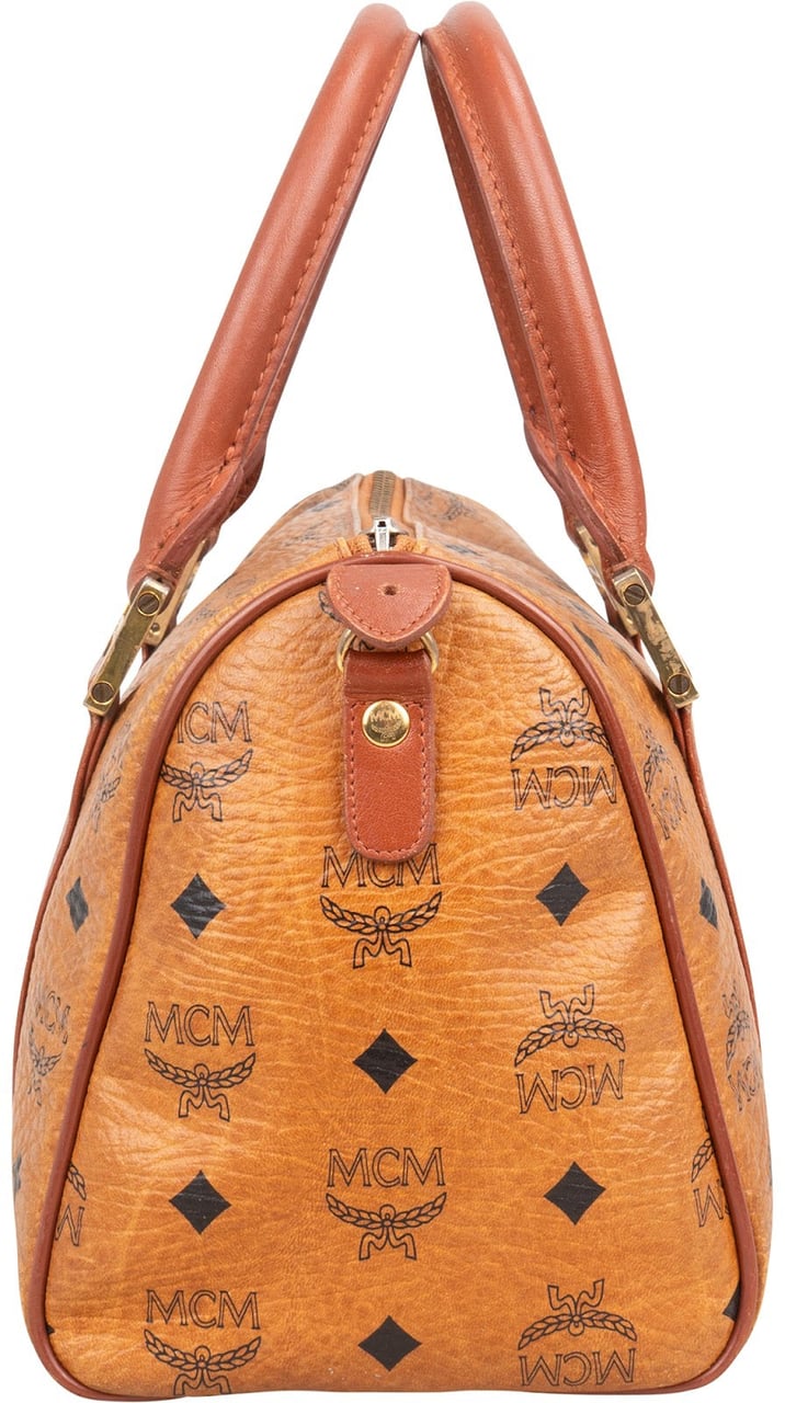MCM MCM Monogram Visetos Boston Handbag Bruin