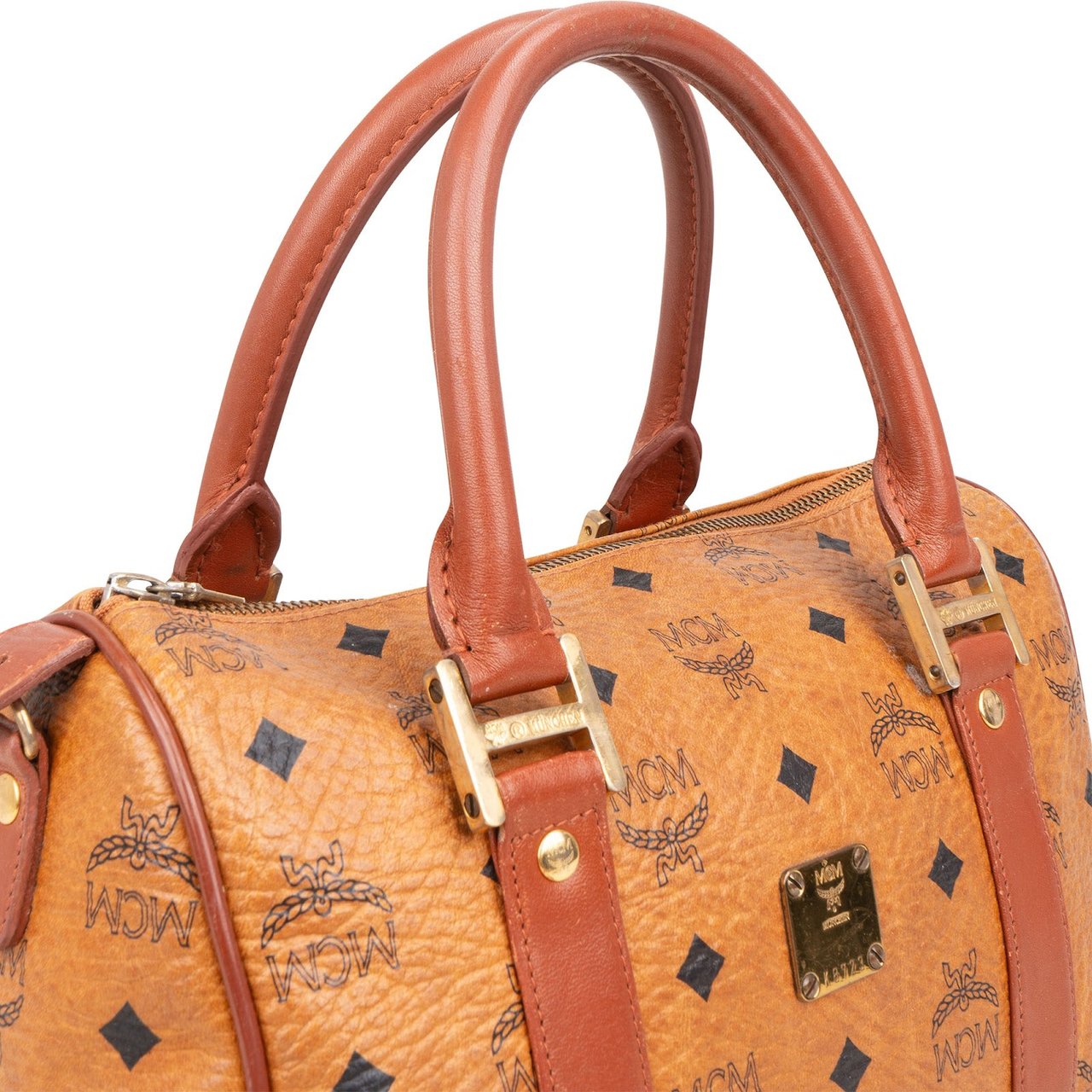 MCM MCM Monogram Visetos Boston Handbag Bruin