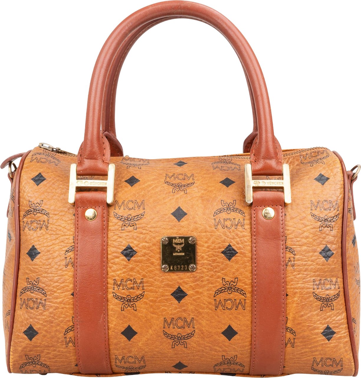 MCM MCM Monogram Visetos Boston Handbag Bruin