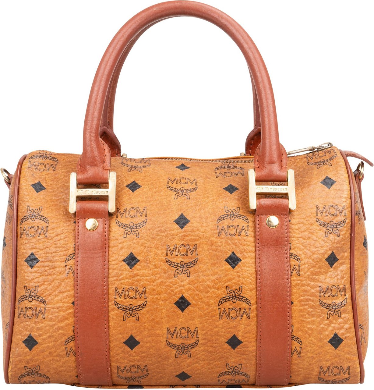 MCM MCM Monogram Visetos Boston Handbag Bruin