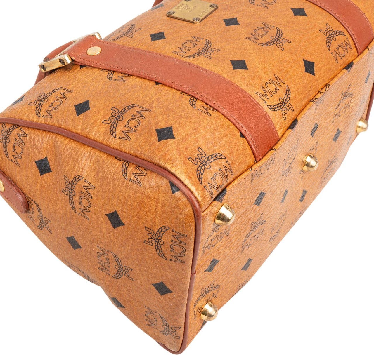 MCM MCM Monogram Visetos Boston Handbag Bruin