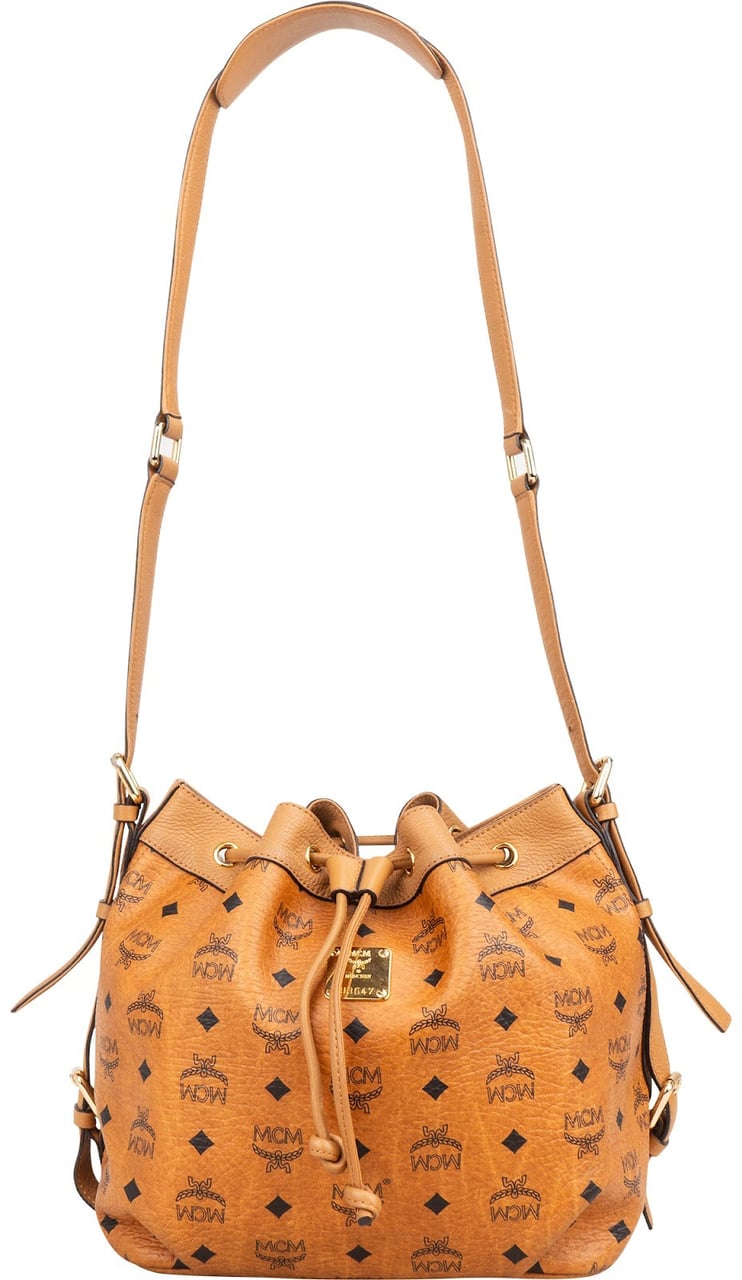 MCM MCM Monogram Visetos Dessau Drawstring Crossbody Bag Bruin