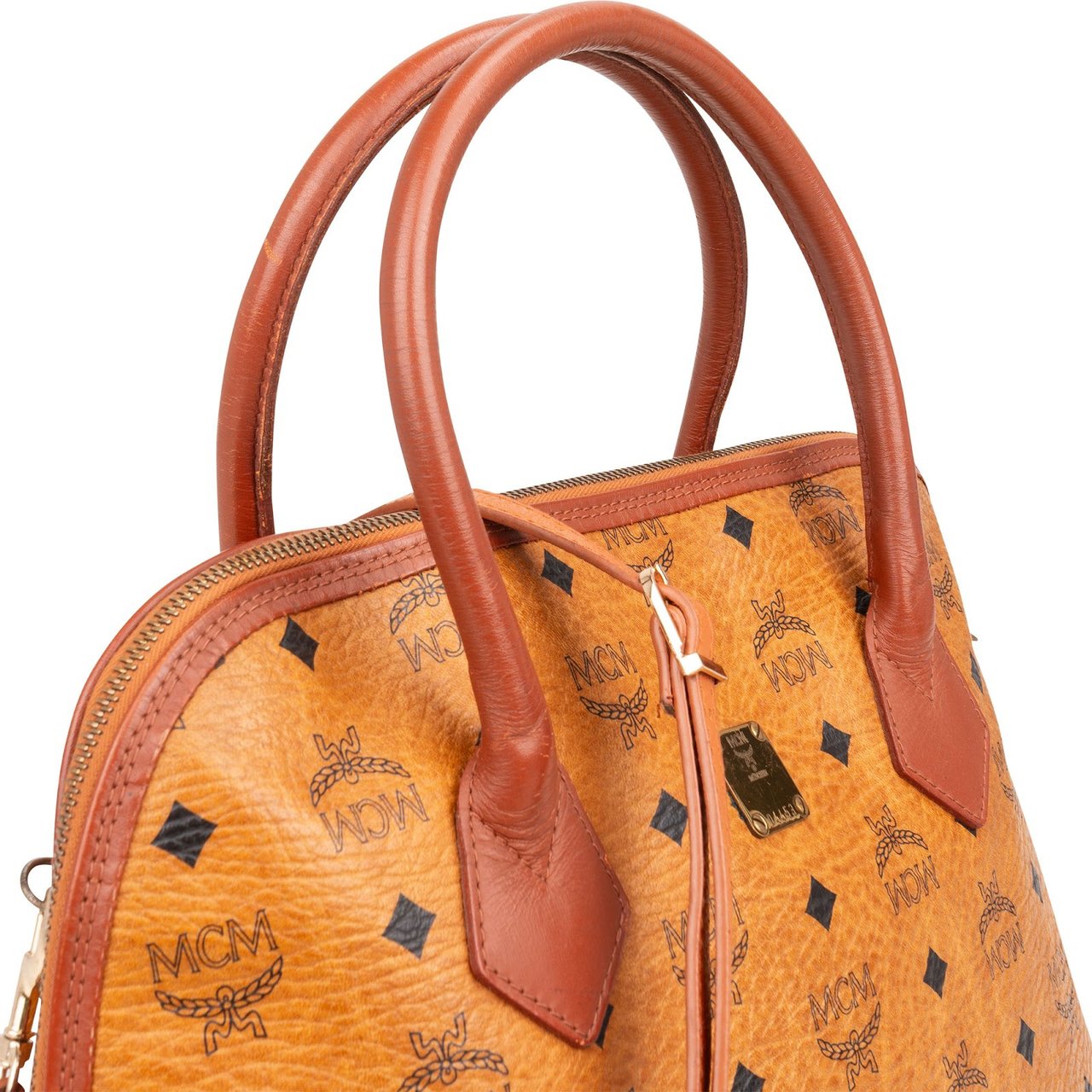 MCM MCM Monogram Visetos Boston Handbag Bruin
