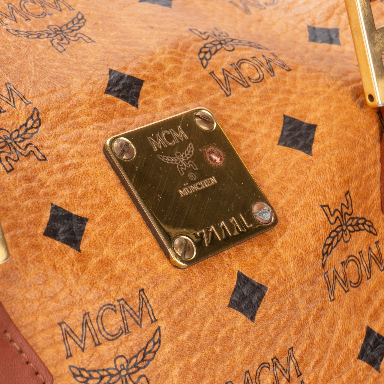 MCM MCM Visetos Monogram Boston Handbag Bruin