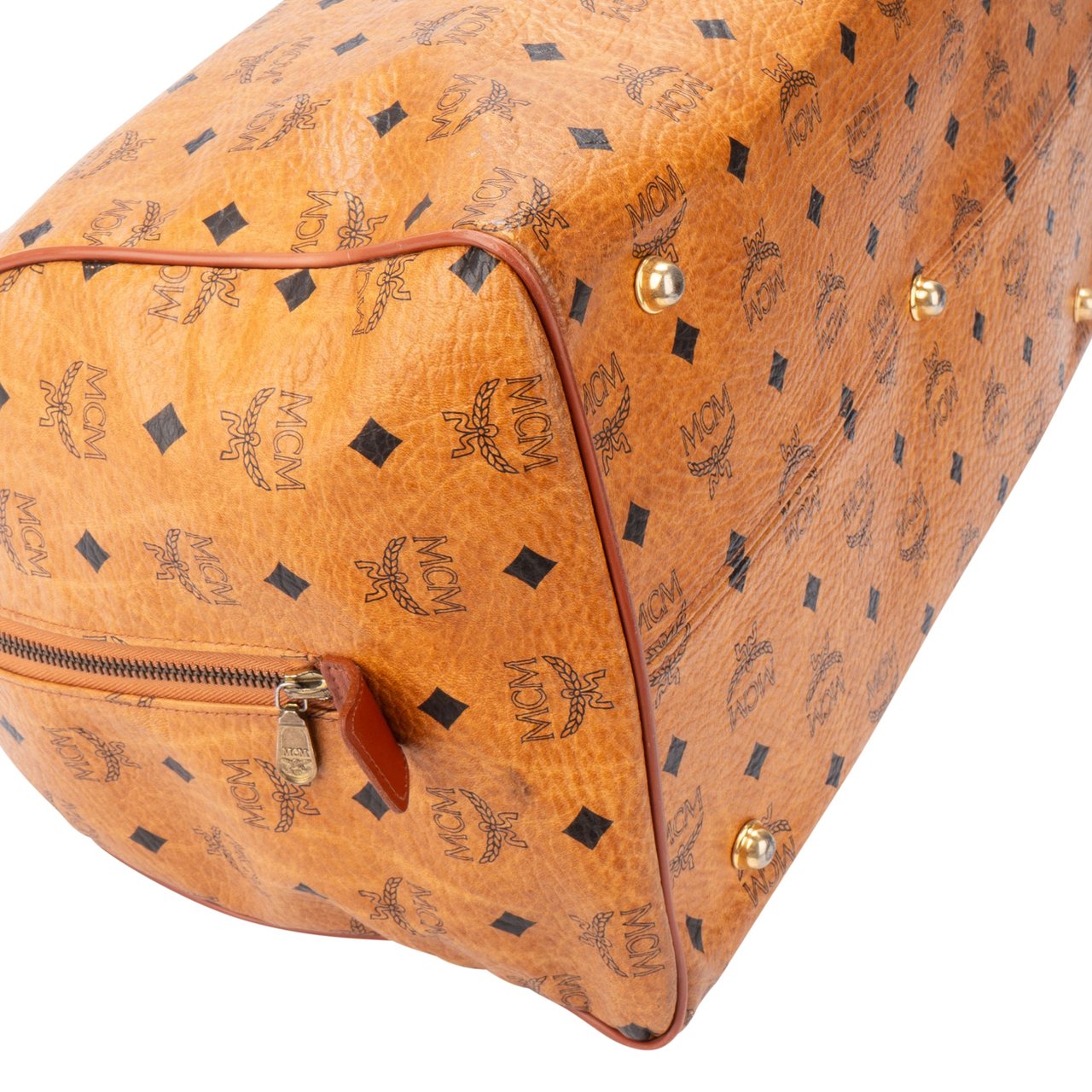 MCM MCM Visetos Monogram Boston Handbag Bruin