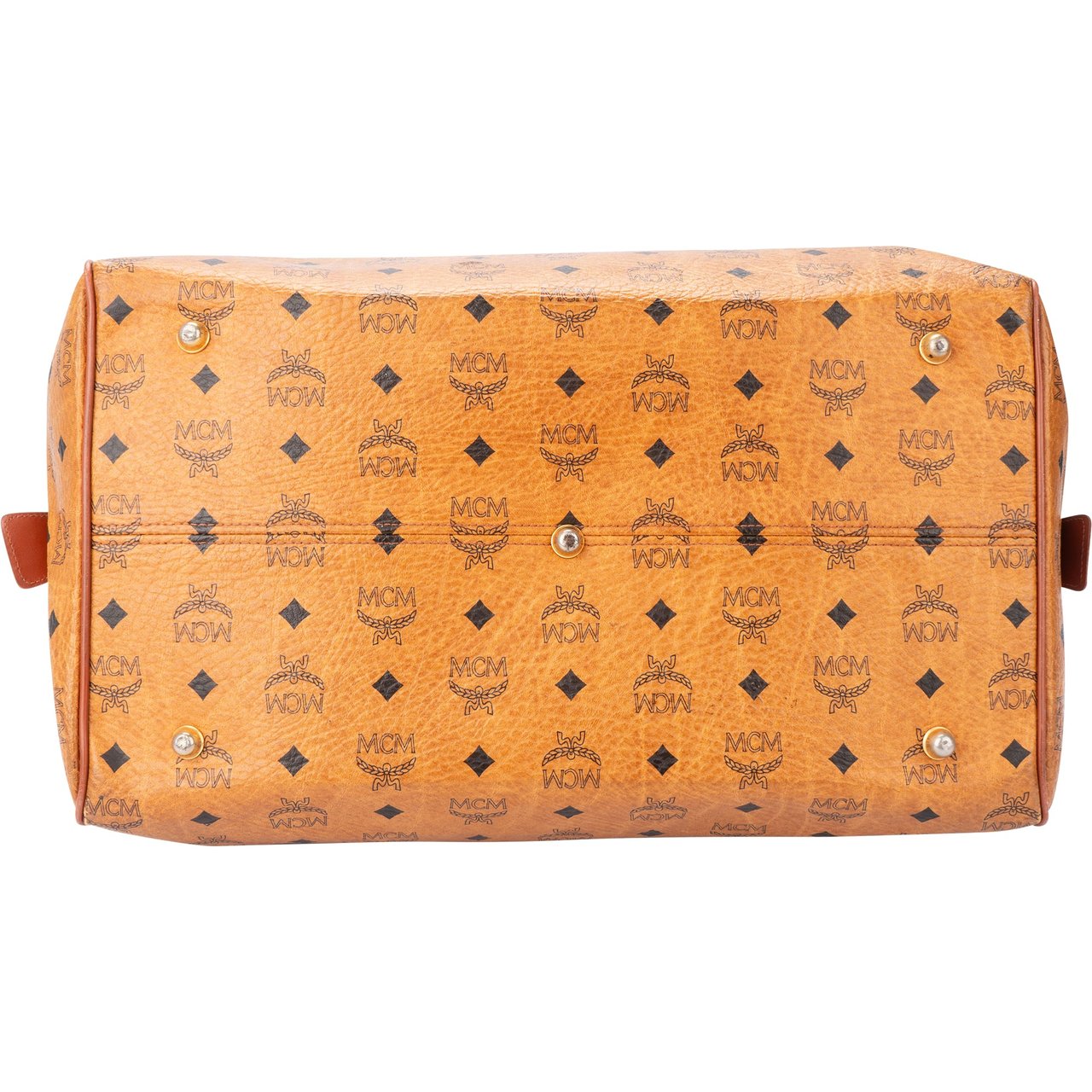 MCM MCM Visetos Monogram Boston Handbag Bruin