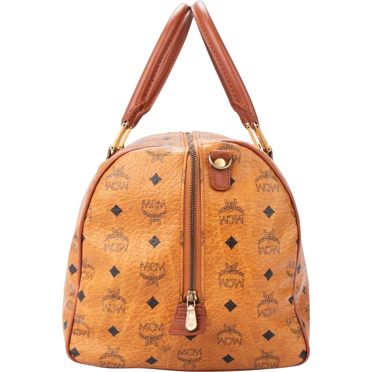 MCM MCM Visetos Monogram Boston Handbag Bruin