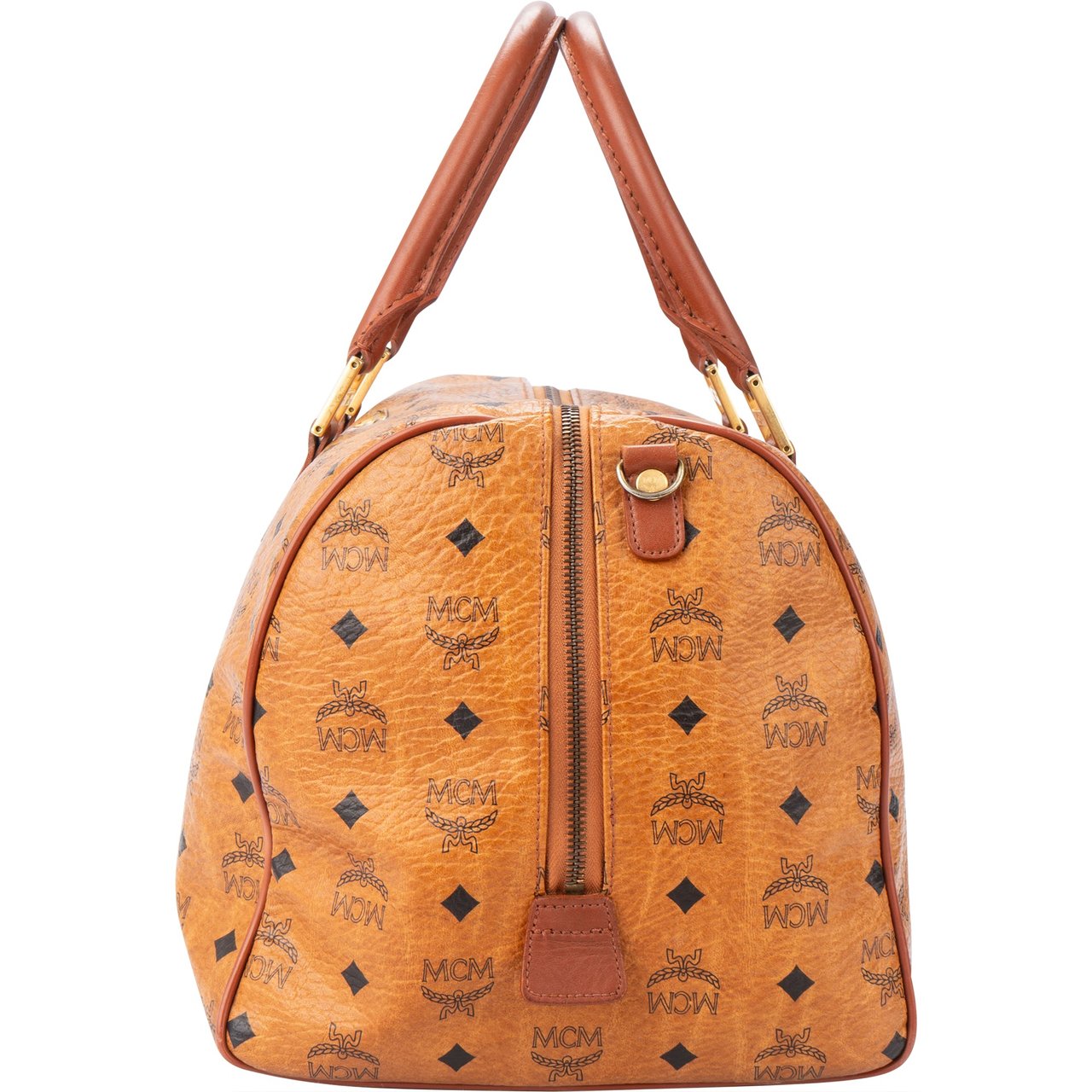 MCM MCM Visetos Monogram Boston Handbag Bruin