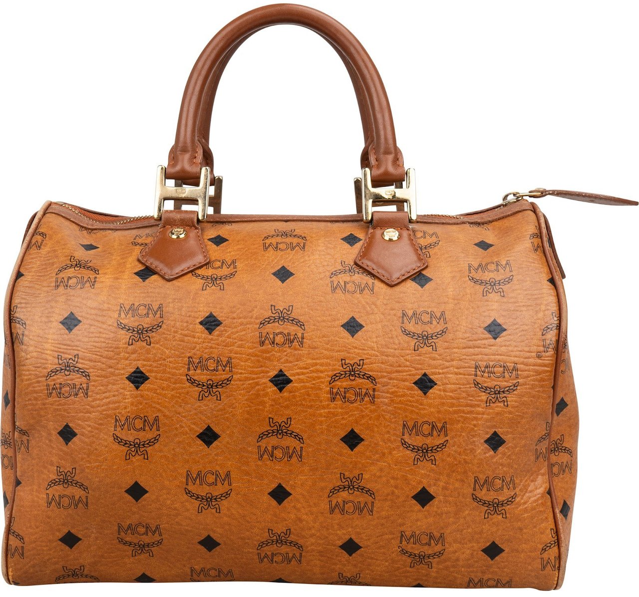 MCM MCM Monogram Visetos Boston Handbag Bruin