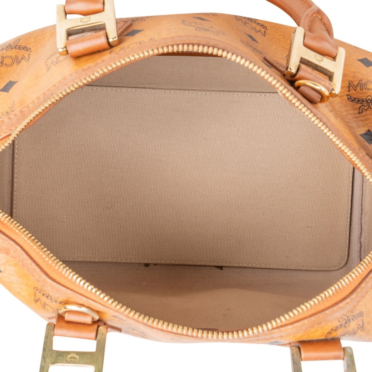 MCM MCM Monogram Visetos Boston Handbag Bruin