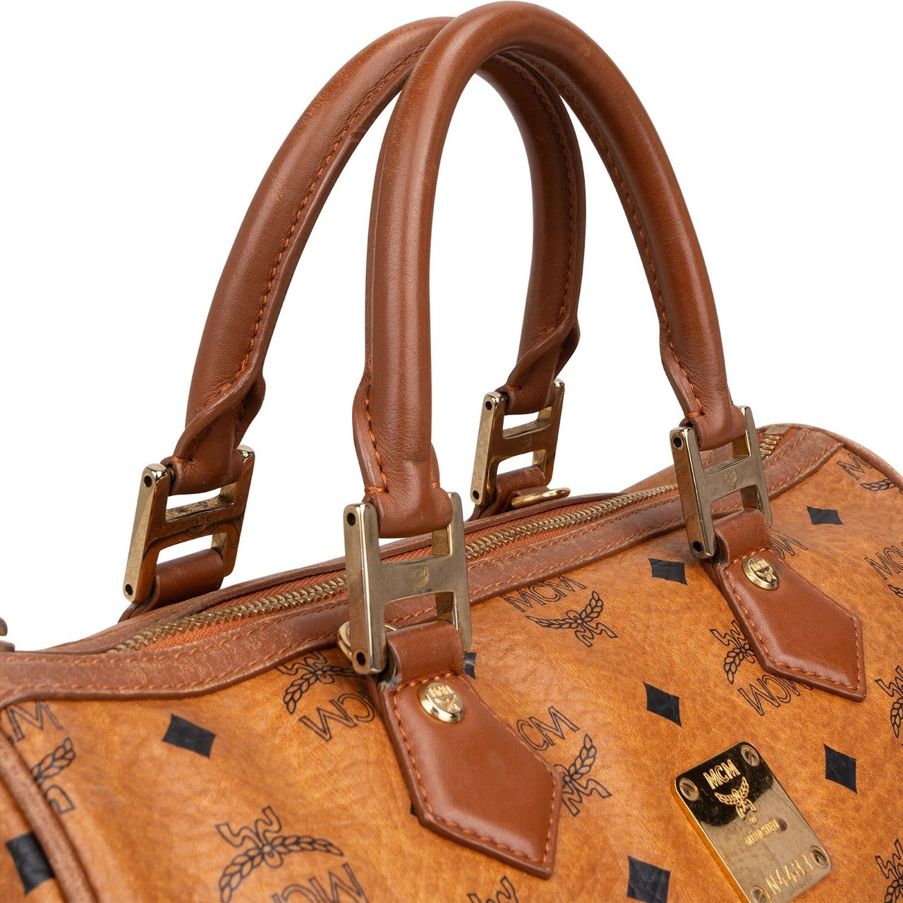 MCM MCM Monogram Visetos Boston Handbag Bruin