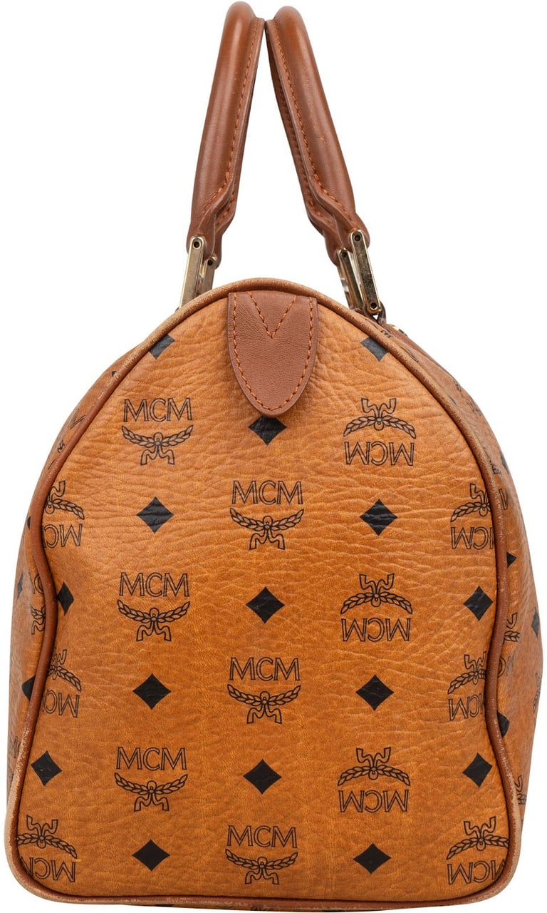 MCM MCM Monogram Visetos Boston Handbag Bruin