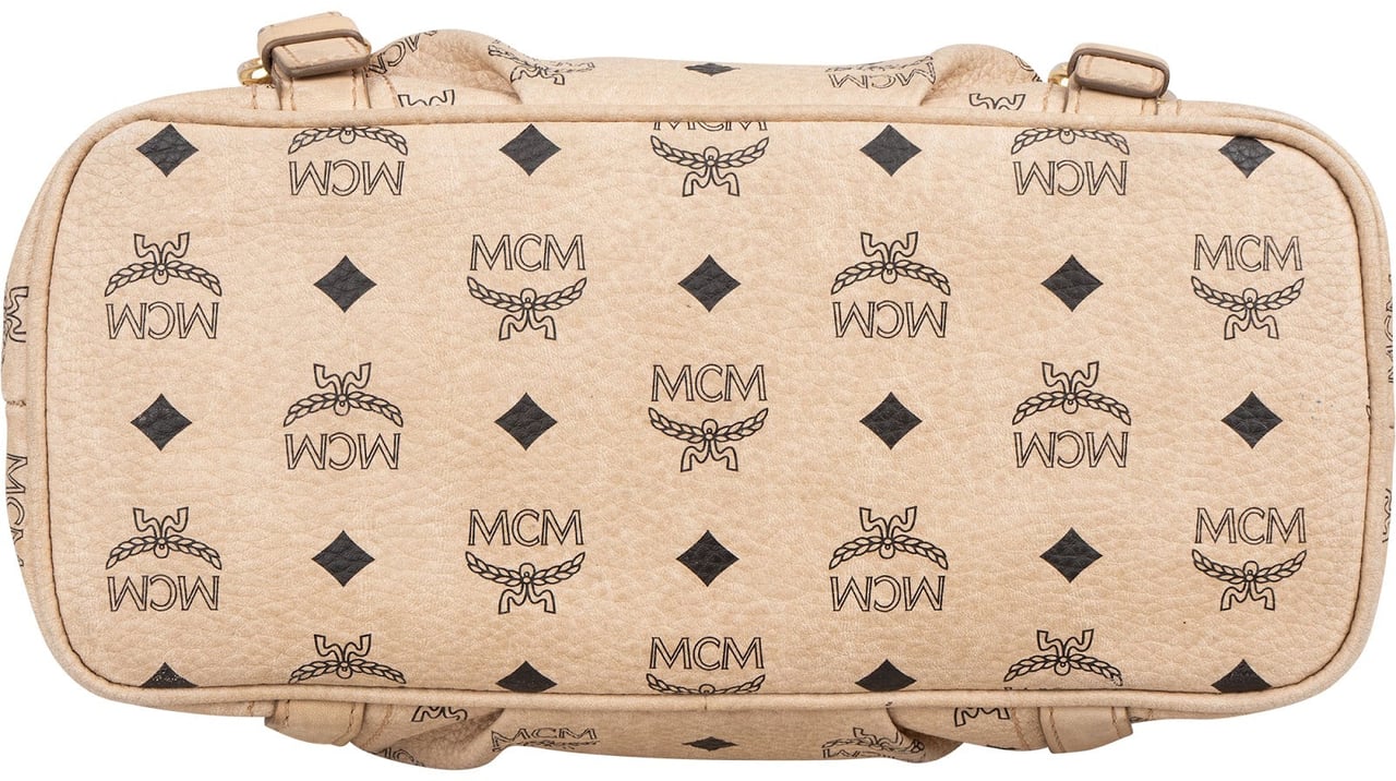 MCM MCM Monogram Visetos Shopper Tote Shoulder Bag Beige