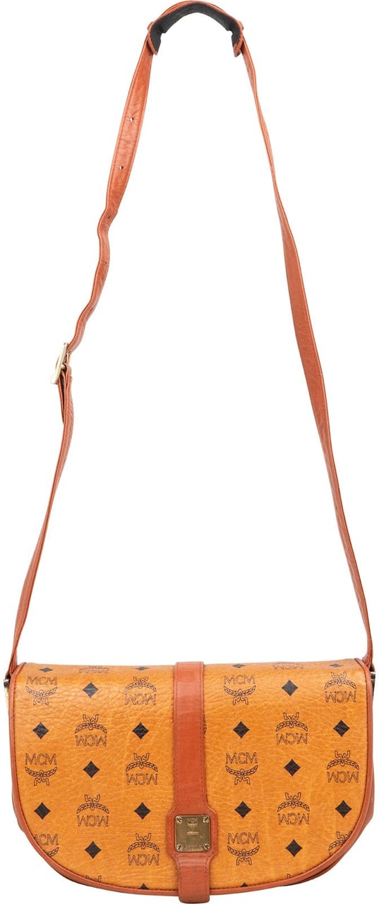 MCM MCM Monogram Visetos Half Moon Saddle Crossbody Bag Bruin