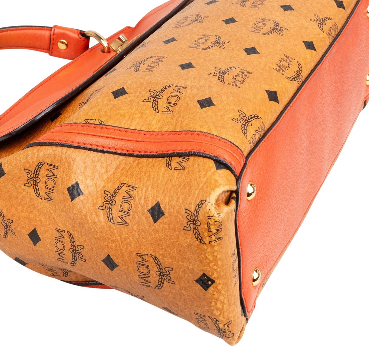 MCM MCM Monogram Visetos Business Satchel Crossbody Handbag Bruin