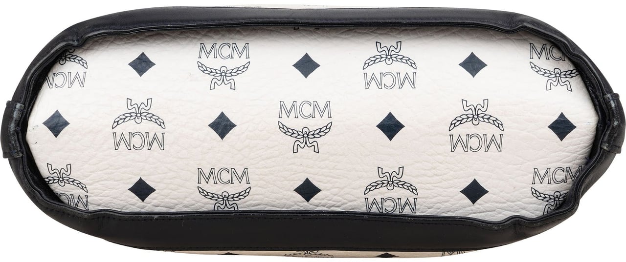 MCM MCM Monogram Visetos Bicolor Bucket Crossbody Bag Wit