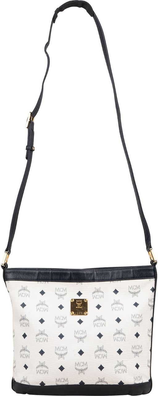 MCM MCM Monogram Visetos Bicolor Bucket Crossbody Bag Wit