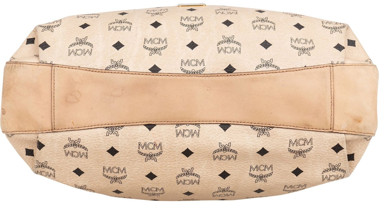 MCM MCM Monogram Visetos Dessau Drawstring Handbag Beige