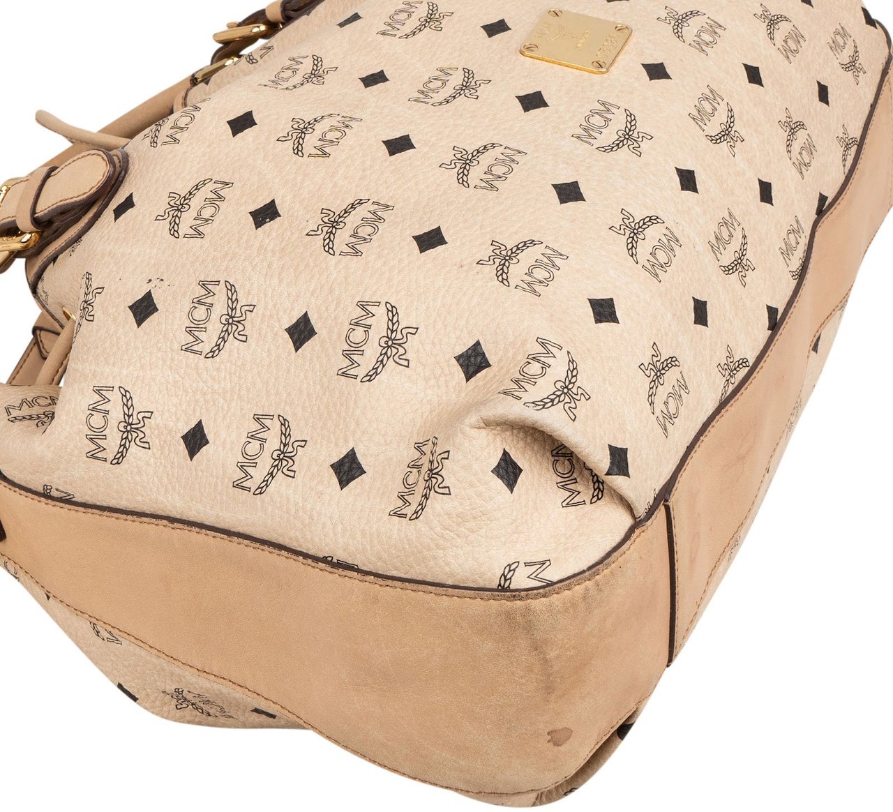MCM MCM Monogram Visetos Dessau Drawstring Handbag Beige