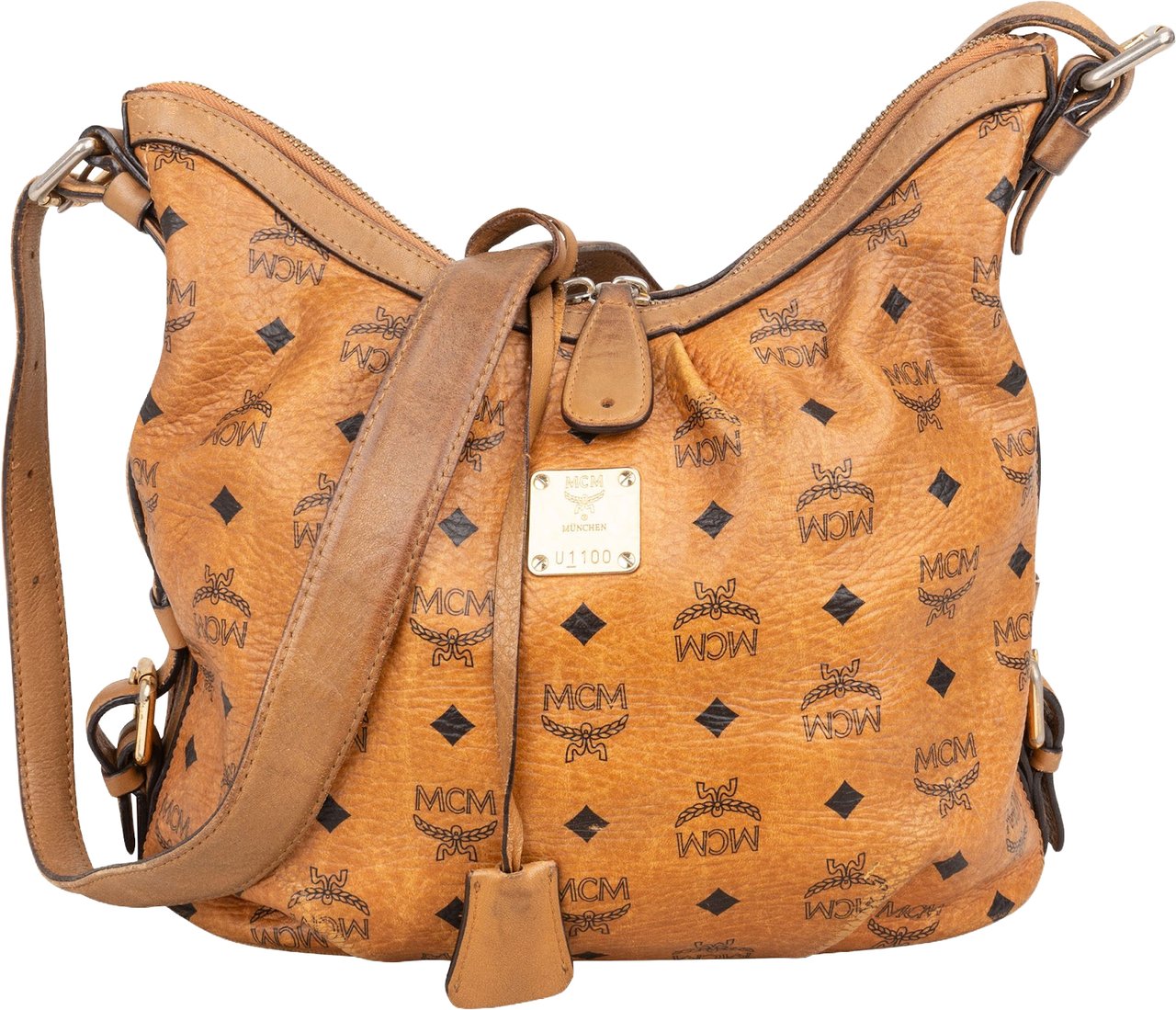 MCM MCM Monogram Visetos Hobo Crossbody Bag Bruin