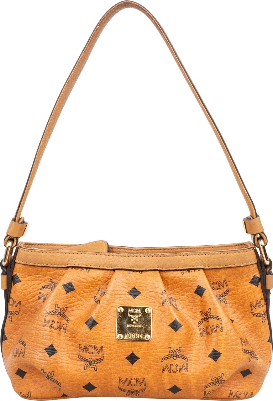 MCM MCM Monogram Visetos Baguette Shoulder Handbag Bruin