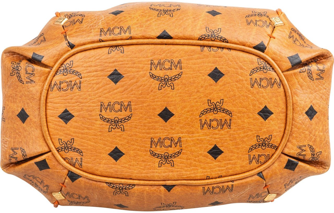 MCM MCM Monogram Visetos Drawstring Bucket Crossbody Bag Bruin