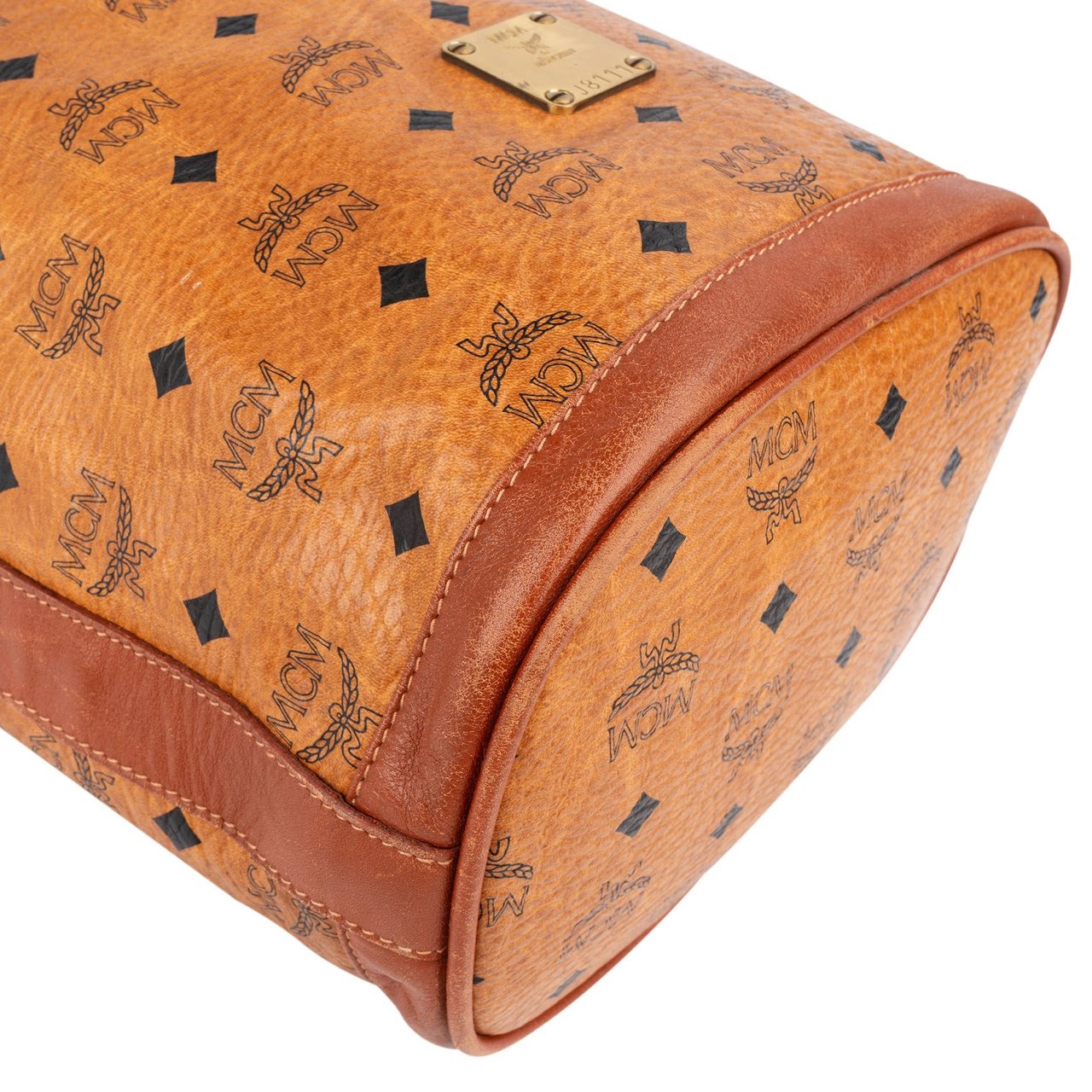 MCM MCM Monogram Visetos Drawstring Bucket Crossbody Bag Bruin