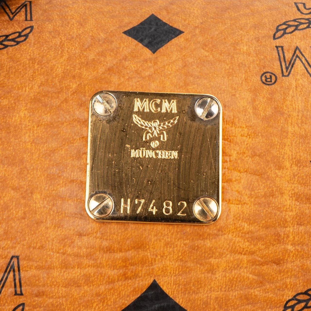 MCM MCM Monogram Visetos Cylinder Boston Handbag Bruin