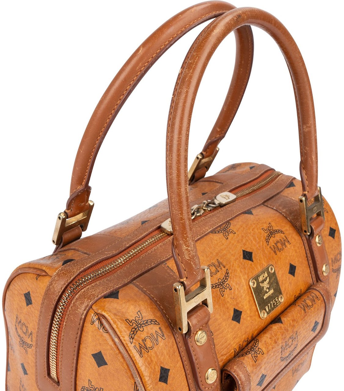 MCM MCM Monogram Visetos Boston Pocket Handbag Bruin