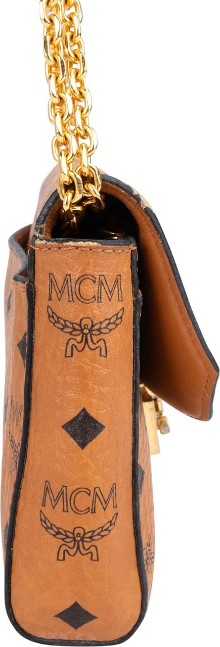 MCM MCM Monogram Visetos Small Flap Chain Shoulder Crossbody Bag Bruin