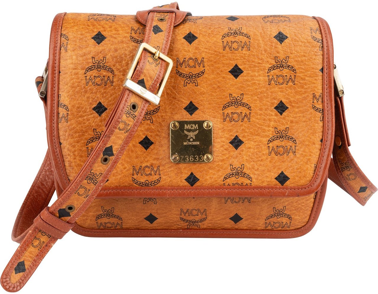 MCM MCM Monogram Visetos Coated Canvas Flap Crossbody Bag Bruin
