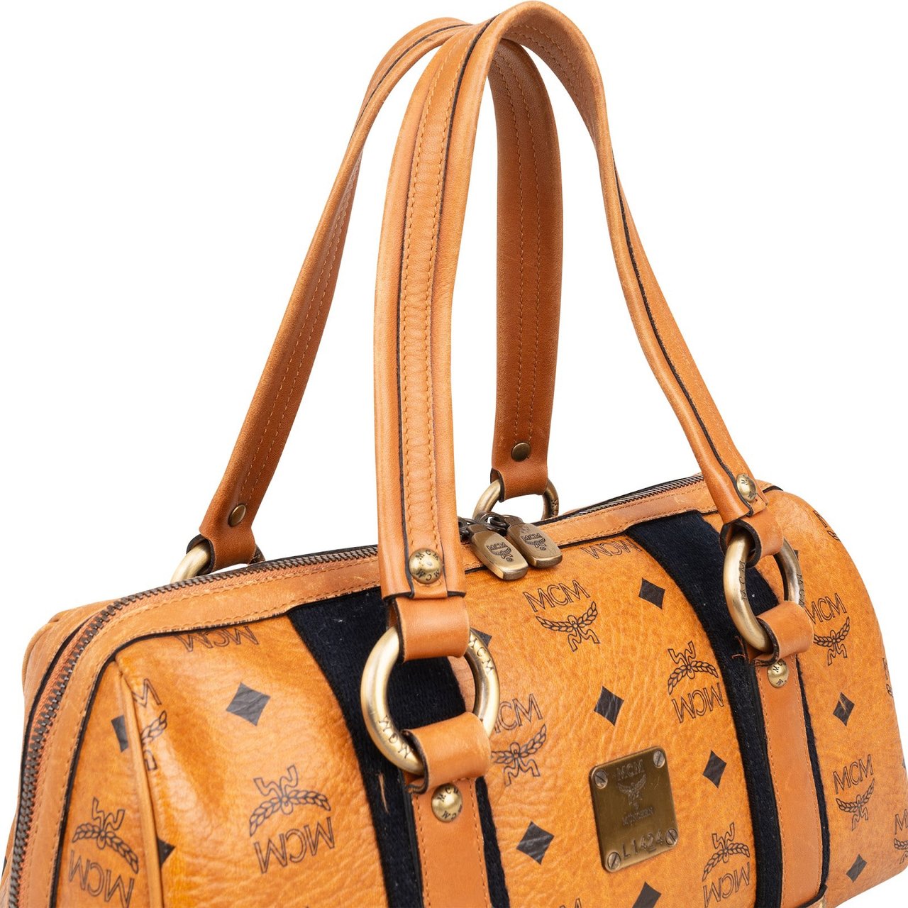 MCM MCM Monogram Visetos Boston Handbag Bruin