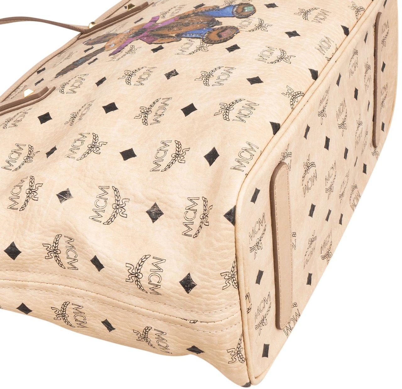 MCM MCM Monogram Visetos Zoo Rabbit Liz Shopper Shoulder Bag Beige