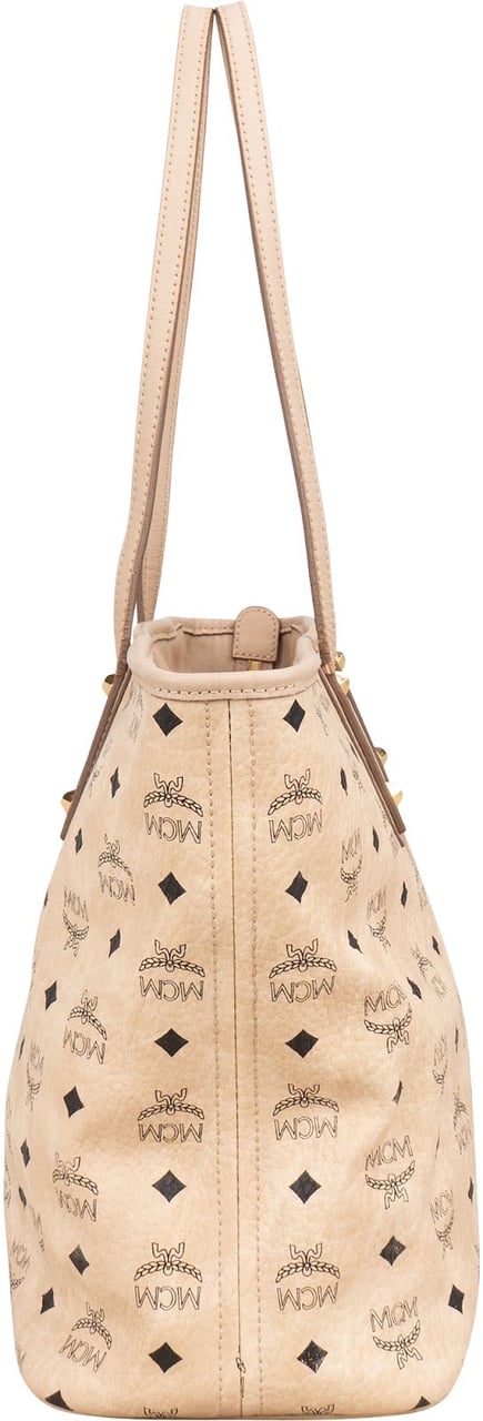 MCM MCM Monogram Visetos Zoo Rabbit Liz Shopper Shoulder Bag Beige