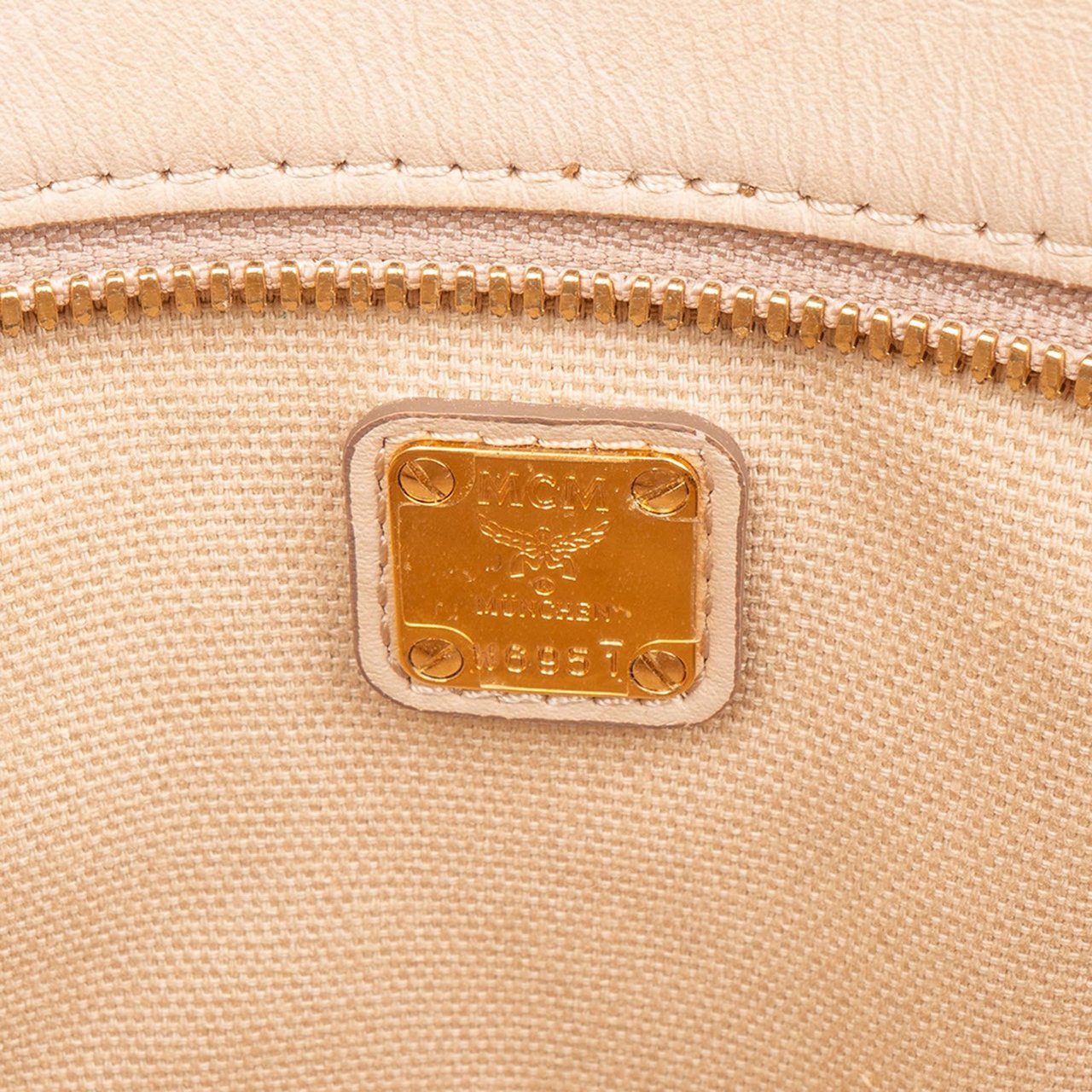 MCM MCM Monogram Visetos Zoo Rabbit Liz Shopper Shoulder Bag Beige