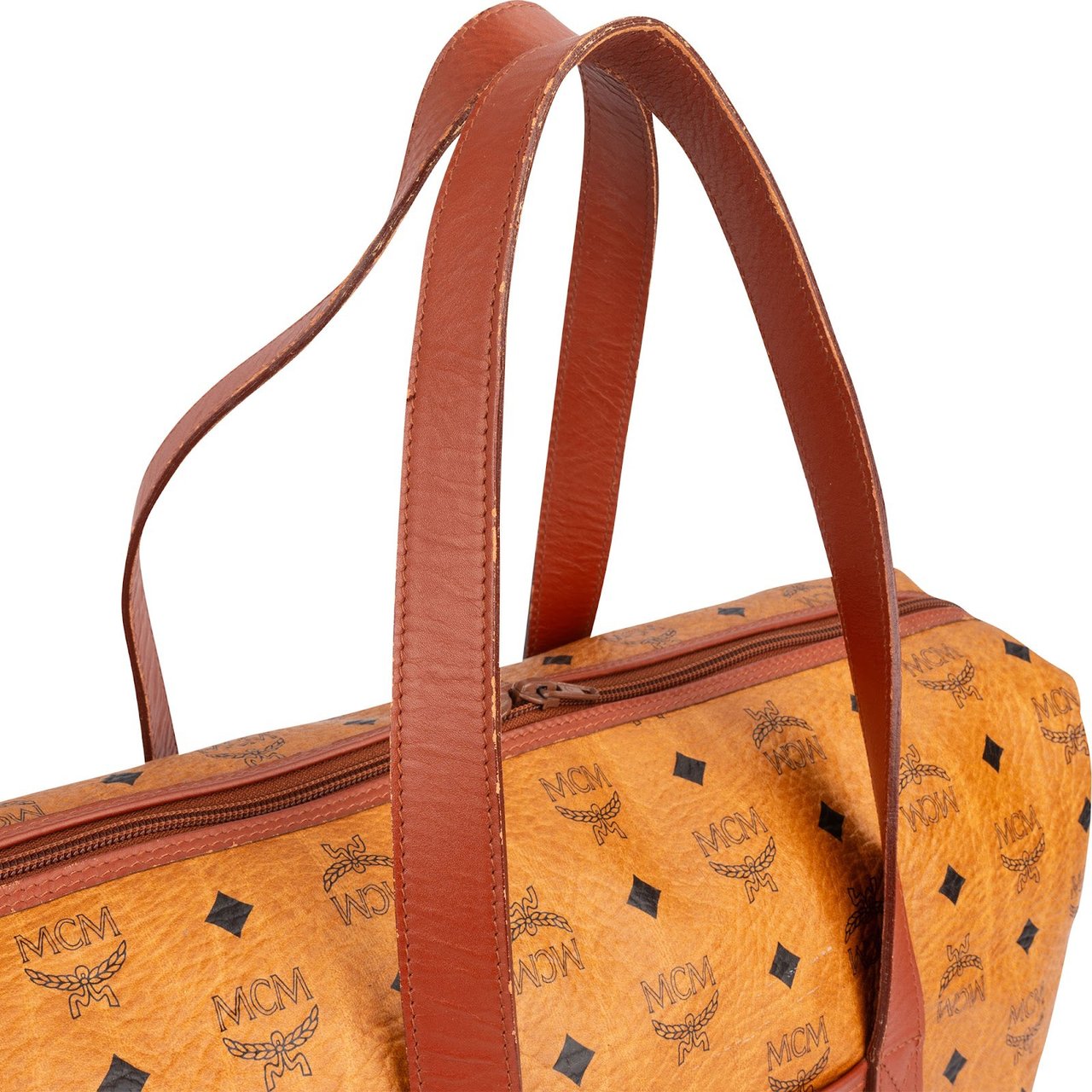 MCM MCM Monogram Visetos Boston Handbag Bruin