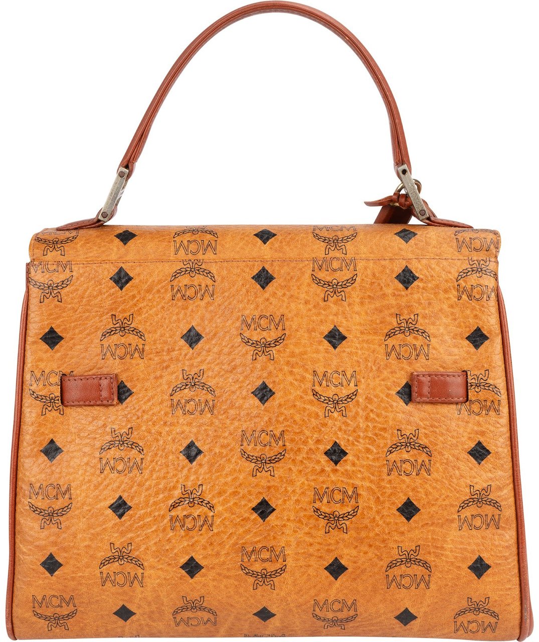 MCM MCM Brown Leather Visetos Kelly Style Top Handle Handbag Bruin