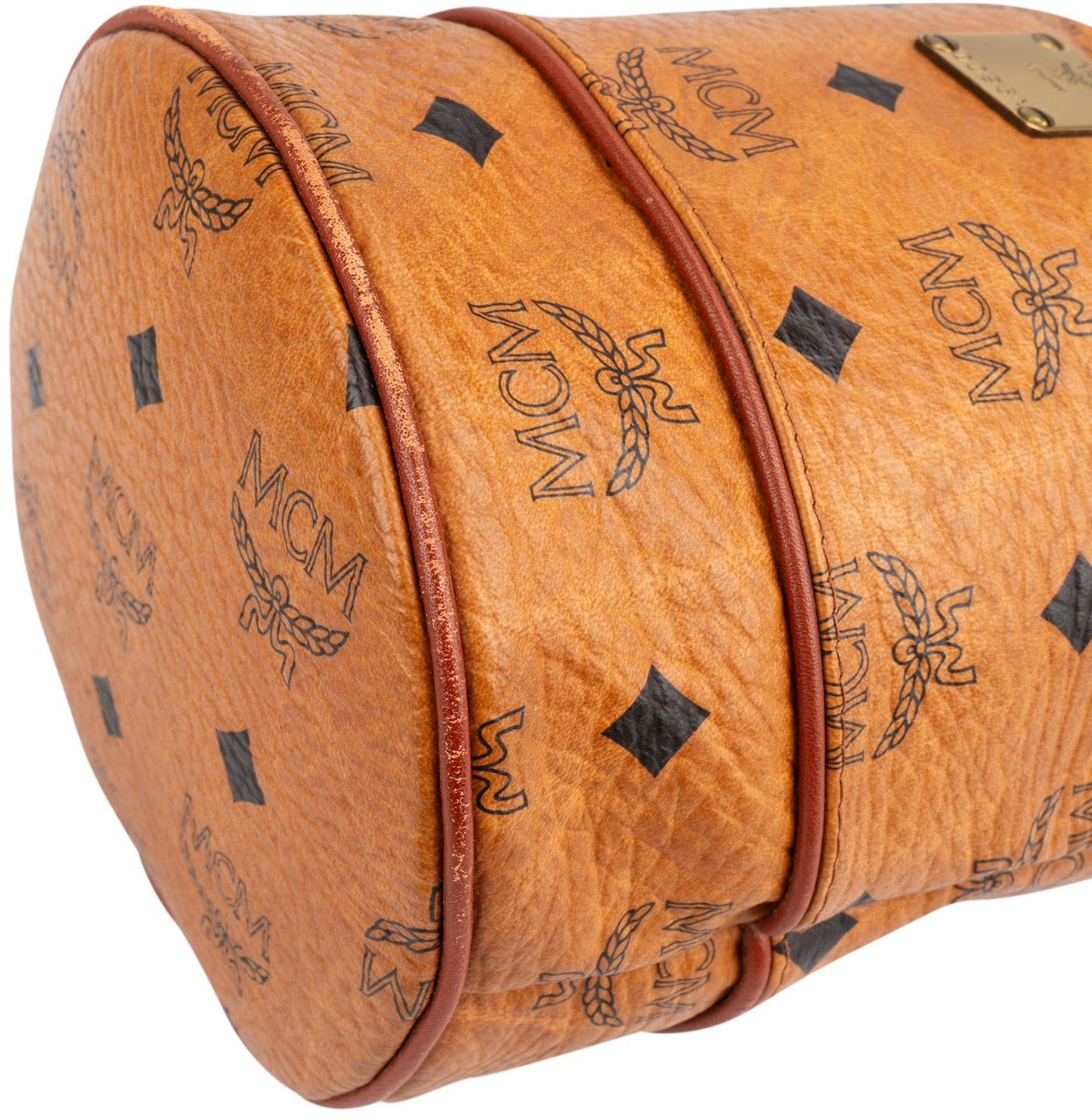 MCM MCM Monogram Visetos Drawstring Bucket Crossbody Bag Bruin