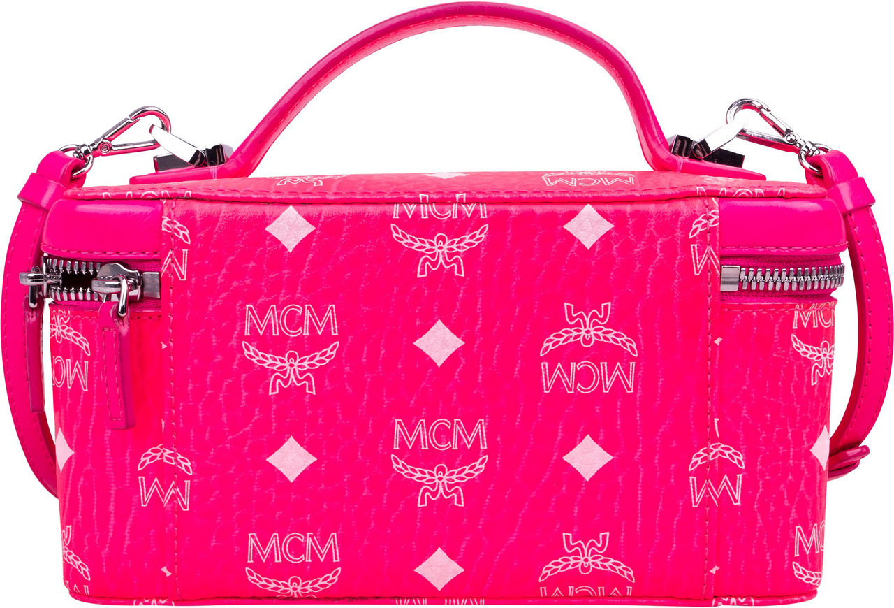MCM MCM Monogram Visetos Mini Rockstar Vanity Case Crossbody Bag Roze