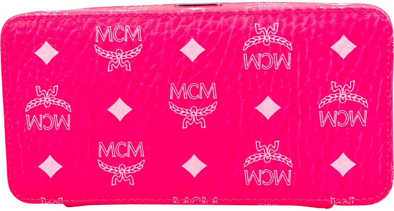 MCM MCM Monogram Visetos Mini Rockstar Vanity Case Crossbody Bag Roze